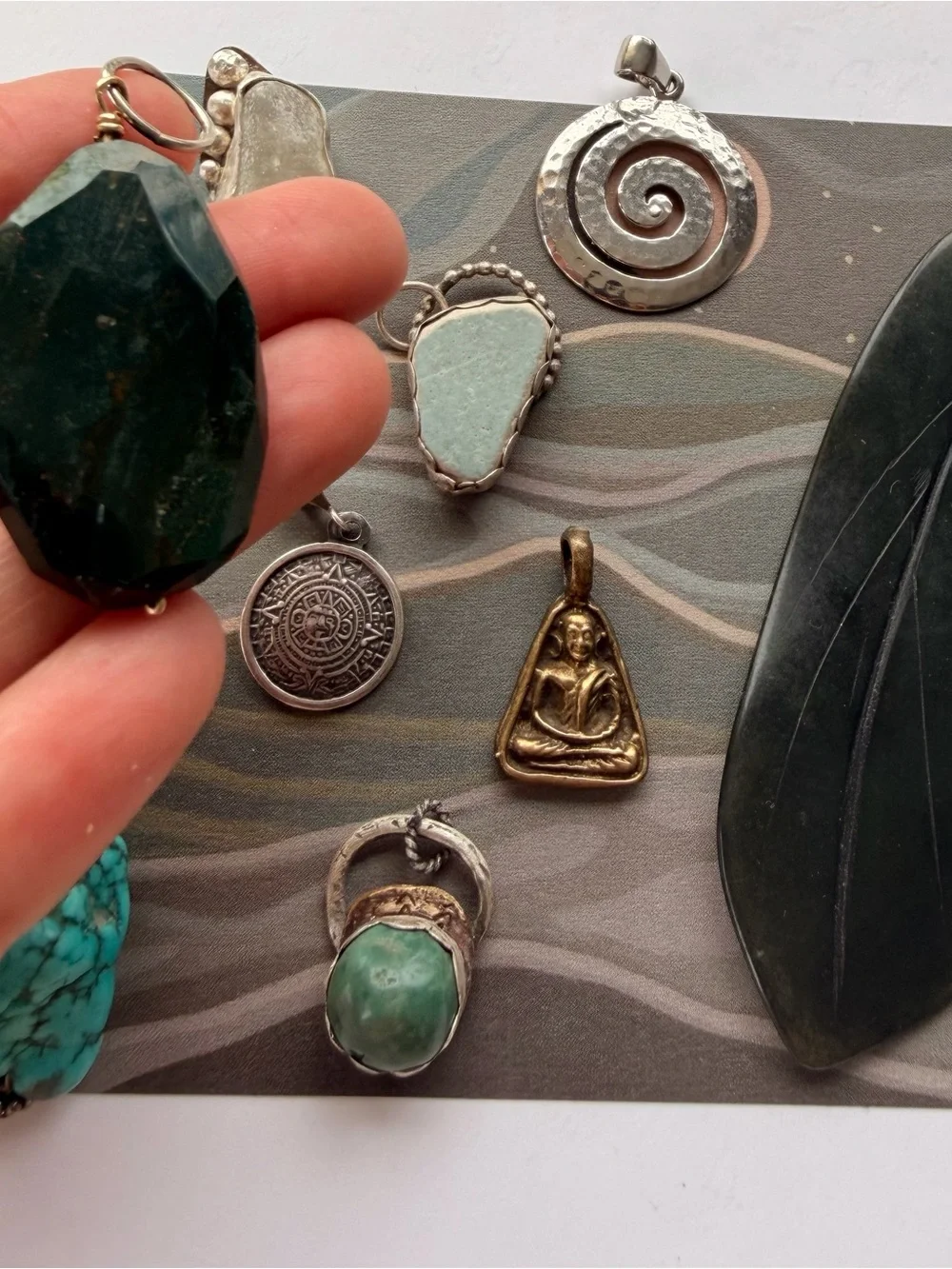 Mixed Stones and metals Turquoise Pendant Collection - Artisan